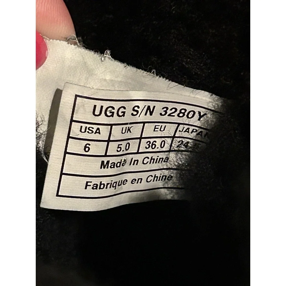 UGG‎ Bailey Bow Black Kids Women's/Girls Suede  Boots 3280Y BLK SZ 6